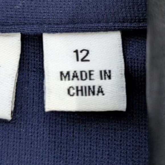 Susan Graver Size 12 Ponte Knit Blue Blazer with Black Faux Leather Trim Career - Picture 5 of 16